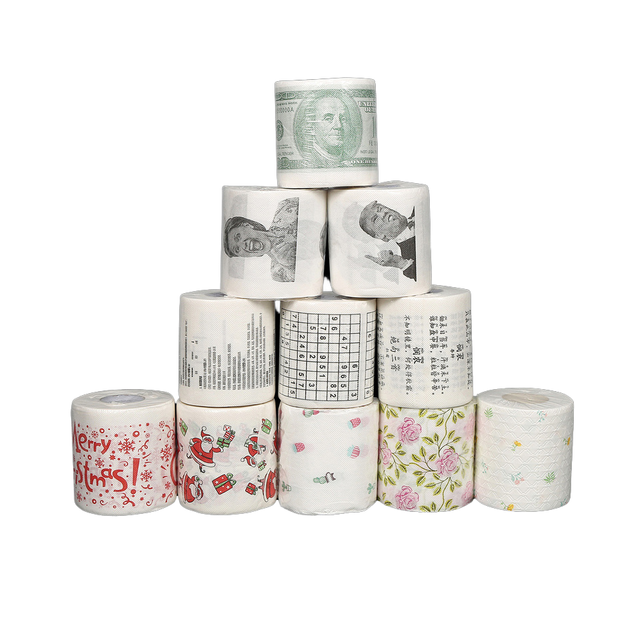 Impressão engraçada 2 camadas 250 folhas de papel higiênico rolo de tecido higiênico para uso doméstico ou sala de lavagem de restaurante